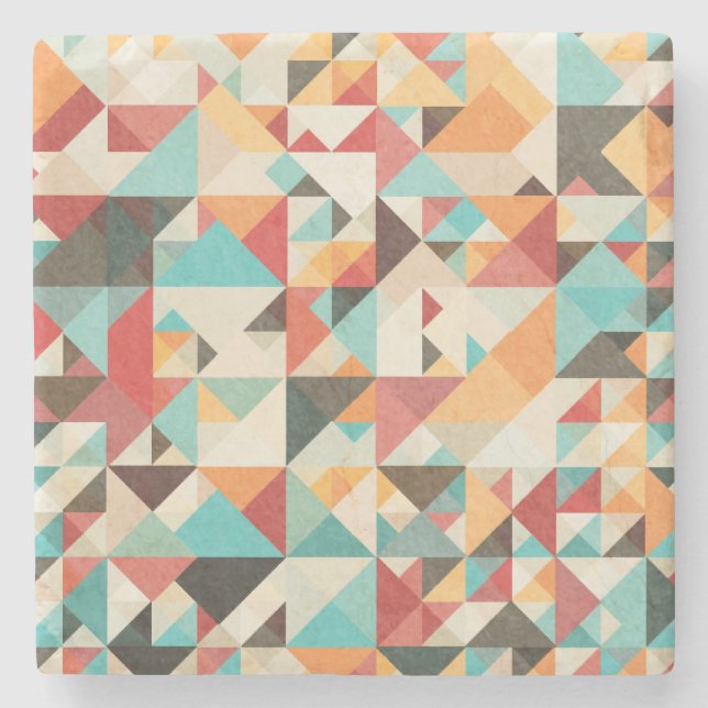 Earthtone geometrisches Muster Steinuntersetzer (Vorderseite)