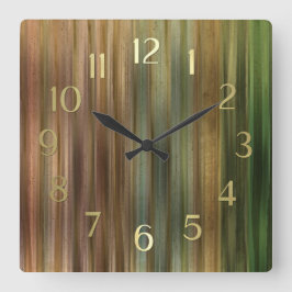 Earthtone Stripes Quadratische Wanduhr