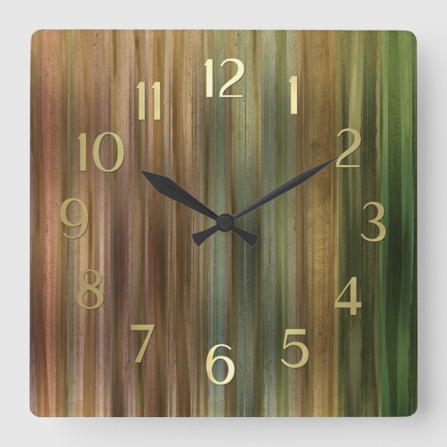 Earthtone Stripes Quadratische Wanduhr (Vorderseite)