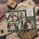 Earthy 5 Foto Collage Year Review Christmas Green Feiertagskarte<br><div class="desc">Versenden Sie mit diesen fünf Foto Collage Fotokarten moderne Weihnachtsgrüße! Sie enthalten einen fröhlichen Text, der sich auf die Positiven konzentriert, obwohl das Leben manchmal schwierig sein kann. Der Haupttext lautet: "Wir tanzten, lachten, spielten, lernten, liebten", aber er kann auf andere Formulierungen angepasst werden, wenn gewünscht. Ein einfaches Farbschema von...</div>