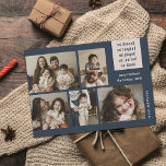 Earthy 5 Foto Collage Year Review Christmas Navy Feiertagskarte<br><div class="desc">Versenden Sie mit diesen fünf Foto Collage Fotokarten moderne Weihnachtsgrüße! Sie enthalten einen fröhlichen Text, der sich auf die Positiven konzentriert, obwohl das Leben manchmal schwierig sein kann. Der Haupttext lautet: "Wir tanzten, lachten, spielten, lernten, liebten", aber er kann auf andere Formulierungen angepasst werden, wenn gewünscht. Ein einfaches Farbschema von...</div>