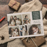 Earthy 5 Foto Collage Year Review Christmas Tan Feiertagskarte<br><div class="desc">Versenden Sie mit diesen fünf Foto Collage Fotokarten moderne Weihnachtsgrüße! Sie enthalten einen fröhlichen Text, der sich auf die Positiven konzentriert, obwohl das Leben manchmal schwierig sein kann. Der Haupttext lautet: "Wir tanzten, lachten, spielten, lernten, liebten", aber er kann auf andere Formulierungen angepasst werden, wenn gewünscht. Ein einfaches Farbschema von...</div>