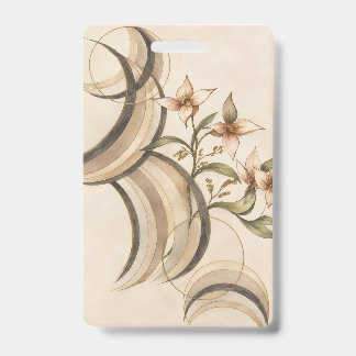 Earthy Abstract Floral & Calligraphy Lines Art Pri Ausweis