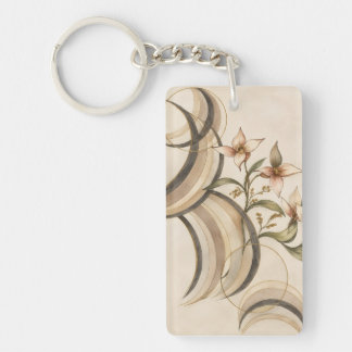 Earthy Abstract Floral & Calligraphy Lines Art Pri Schlüsselanhänger