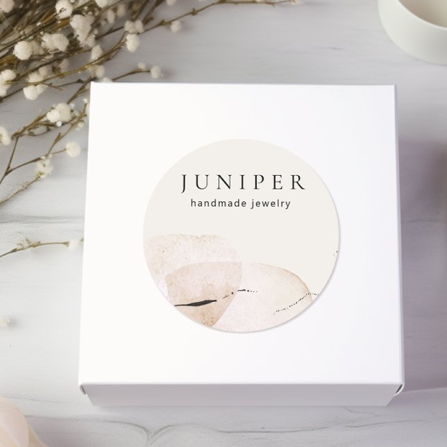 Earthy Abstrakt Artistic Watercolor Runder Aufkleber (Von Creator hochgeladen)