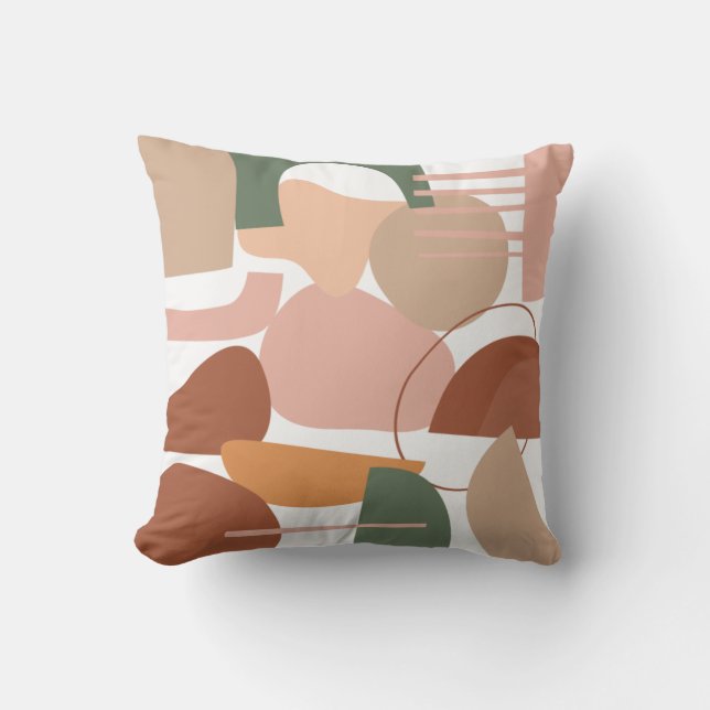 Earthy Abstrakt Boho Elegante Modernes Retro Kissen (Vorderseite)