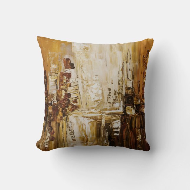 Earthy Abstrakt Brush Strokes Throw Kissen (Vorderseite)