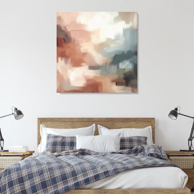 Earthy Abstrakt Brushstroke Art Leinwanddruck (Insitu (Schlafzimmer))