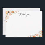 Earthy Autumn Floral  Dankeskarte<br><div class="desc">Earthy Autumn Botanical Floral,  thank you note card. Black color typography with white color background on front and coordinating terracotta orange color backing.</div>