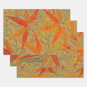 Earthy Bamboo Art Print Orange Geschenkpapier Set