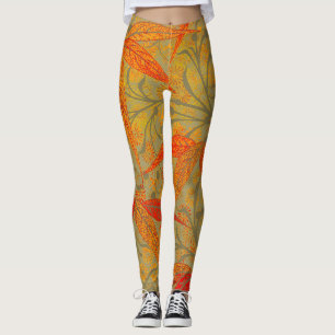 Earthy Bamboo Art Print Orange Leggings