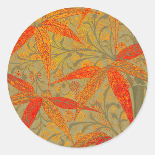 Earthy Bamboo Art Print Orange Runder Aufkleber