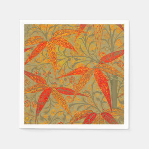 Earthy Bamboo Art Print Orange Serviette