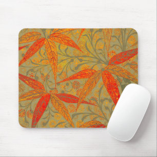 Earthy Bamboo Art Vintag Print Orange Mousepad