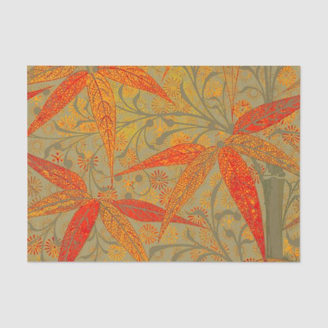 Earthy Bamboo Art Vintag Print Orange Seidenpapier (Vorderseite)