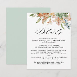 Earthy Blooms Wedding Details weiß und grün Begleitkarte