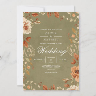 Earthy Blossom Floral Arch Wedding Einladung