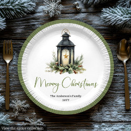 Earthy Bohemian Christmas Lantern in Rustic Plate Pappteller