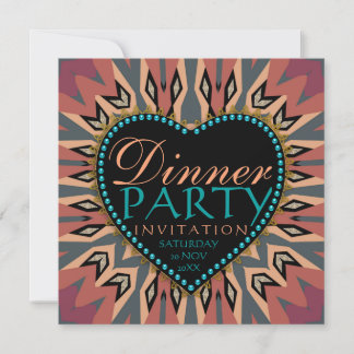 Earthy Bohemisch LoveHeart Dinner Party Einladunge Einladung