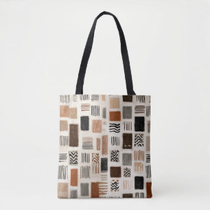 Earthy Boho Abstrakt Grid - HandGezeichnet Textur Tasche