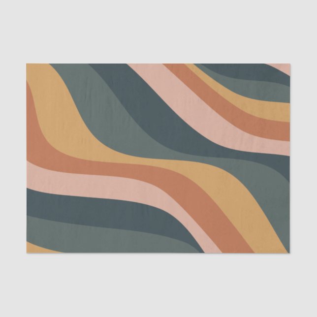 Earthy Boho Abstrakt Wavy Swirt Lines Terracotta  Seidenpapier (Vorderseite)