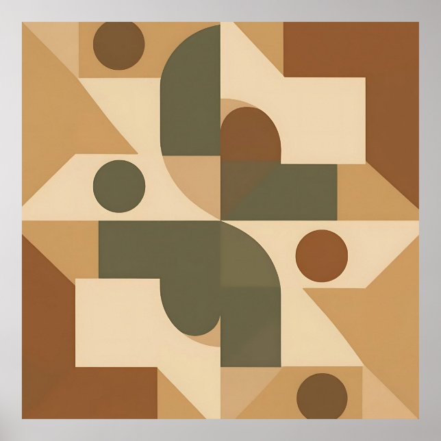 Earthy Boho Geometric Abstract Poster (Vorne)