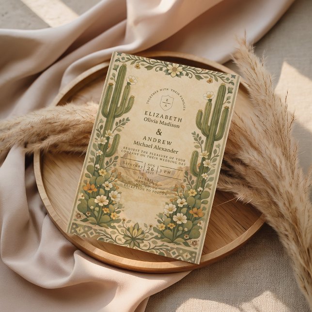 Earthy Botanical Desert Wedding Einladung (Von Creator hochgeladen)