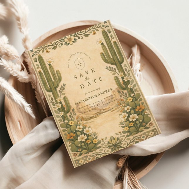Earthy Botanical Desert Wedding Save The Date (Von Creator hochgeladen)
