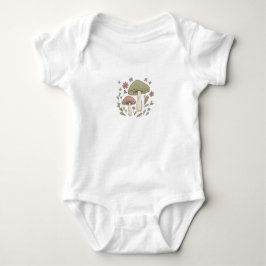 Earthy Botanical Mushroom Graphic Baby Strampler