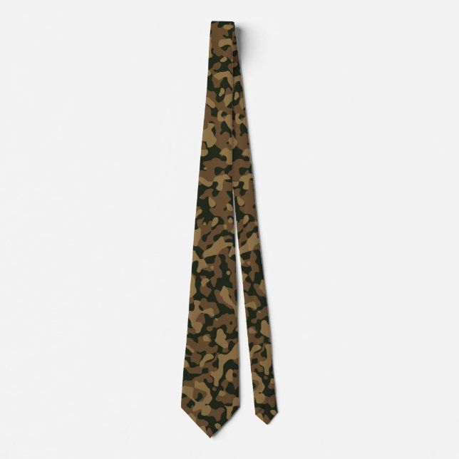 Earthy Brown, Black Camouflage Camouflage Pattern Krawatte (Vorderseite)