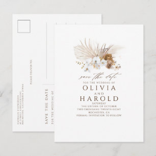 Earthy Brown Floral Boho Exotic Save the Date Ankündigungspostkarte