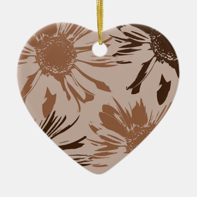 Earthy Brown Gerbera Blume Keramikornament (Vorne)