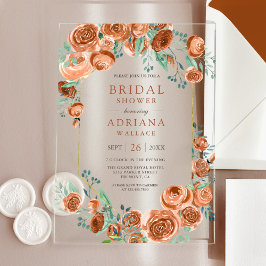 Earthy Burnt Orange Roses Floral Bridal Shower Acryleinladungen