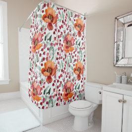 Earthy Colors, Fall Flowers Monogrammed Duschvorhang