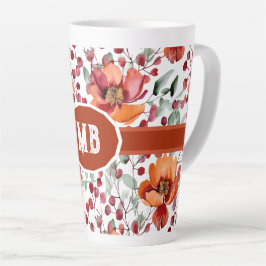 Earthy Colors, Fall Flowers Monogrammed Milchtasse
