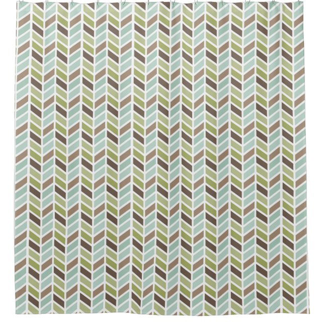 Earthy Colors Herringbone Pattern Duschvorhang (Vorderseite)