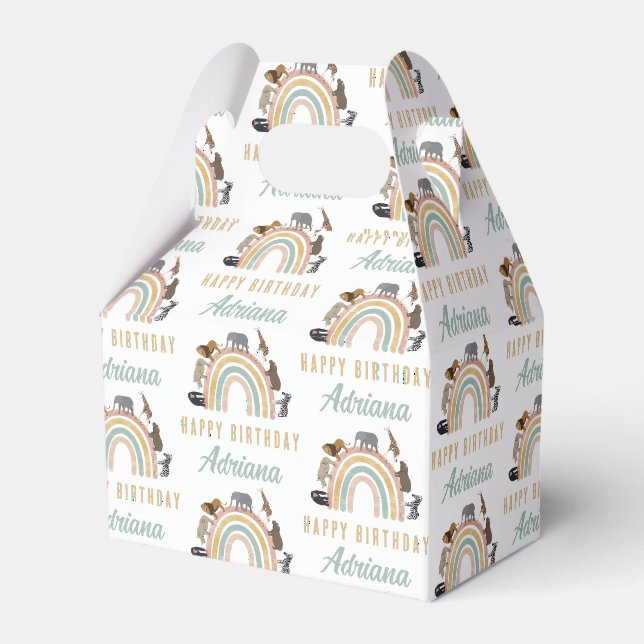 Earthy Colors Rainbow Jungle Animals Geburtsname Geschenkschachtel (Vorderseite)