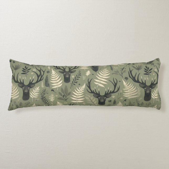 Earthy Deer Antlers & Ferns Seitenschläferkissen (Vorderseite)