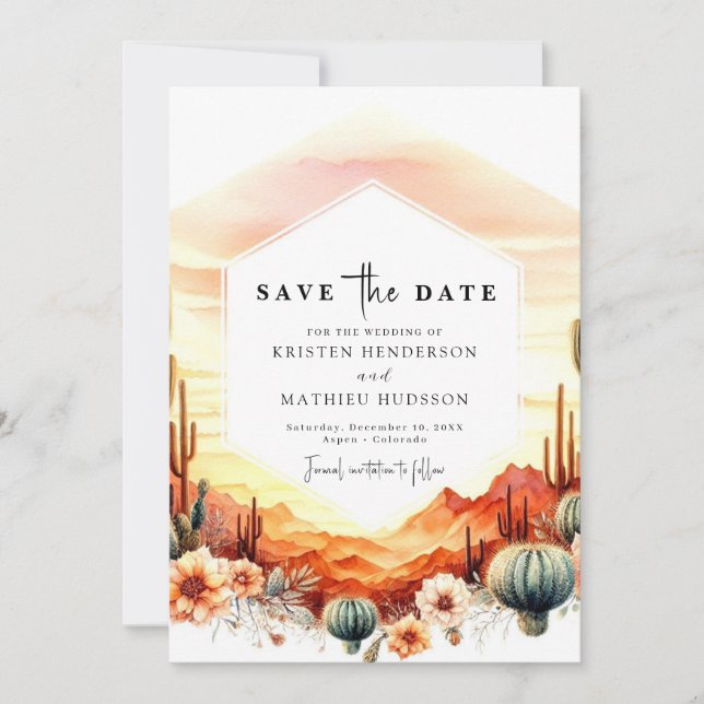 Earthy Desert Cactus Wedding Save The Date (Vorderseite)