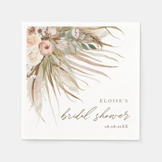 Earthy Drithy Pampas Grass Floral Wedding Bridal Serviette (Vorderseite)