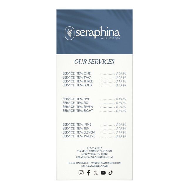 Earthy Elegance Logo Beauty, Wellness, Spa Blue Werbekarte (Vorne)