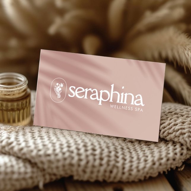 Earthy Elegance Logo Beauty, Wellness, Spa Pink Visitenkarte (Von Creator hochgeladen)