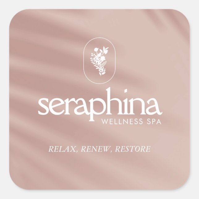 Earthy Elegance Logo Schönheit, Wellness-Center, B Quadratischer Aufkleber (Vorderseite)