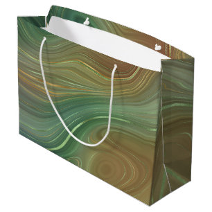 Earthy Emerald Strata Green und Golden Ink Agate Große Geschenktüte