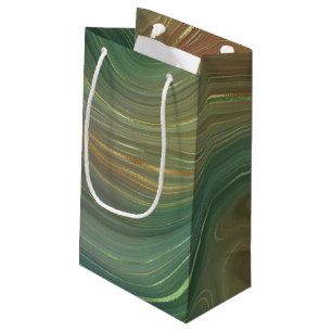 Earthy Emerald Strata Green und Golden Ink Agate Kleine Geschenktüte