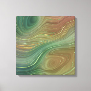 Earthy Emerald Strata   Green und Golden Ink Agate Leinwanddruck