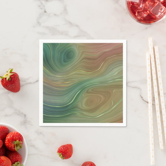 Earthy Emerald Strata | Green und Golden Ink Agate Serviette (Beispiel)