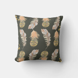 Earthy Feather Pattern Throw Pillow Kissen