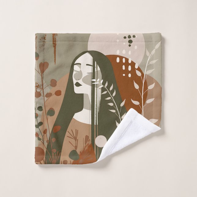 Earthy Feminine Brown Green Waschlappen (Waschlappen)