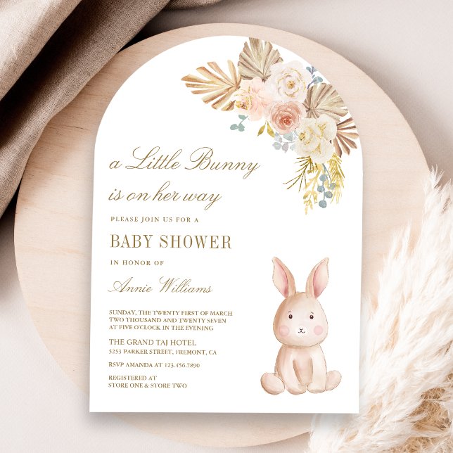Earthy Floral Boho Bunny Rabbit Arch Baby Dusche Einladung (Von Creator hochgeladen)